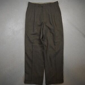Barry Bricken 30x32 Blanketweave Linen Pleated Cuffed Baggy High Waist Pants
